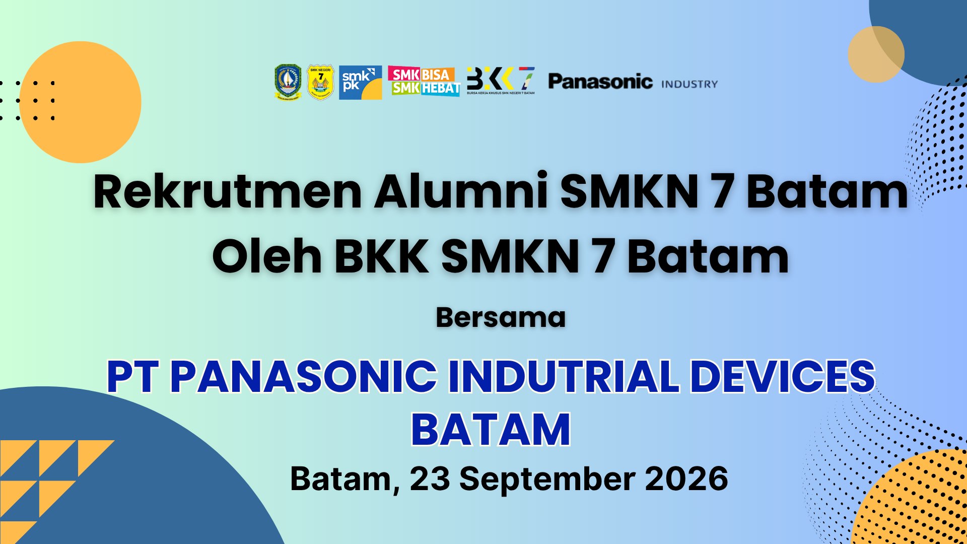 Salurkan Lulusan ke Dunia Kerja, BKK SMKN 7 Batam Fasilitasi 9 Kandidat Alumni Ikuti Tes Wawancara PT Panasonic Industrial Devices Batam