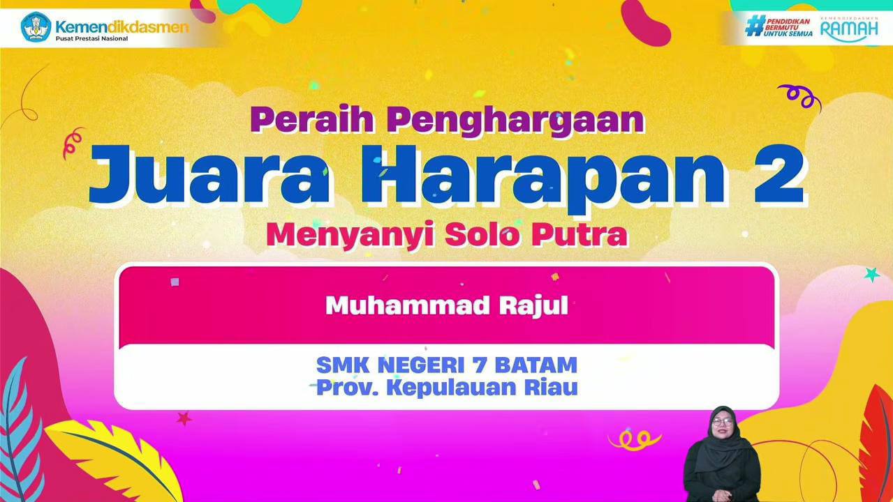 Harumkan Nama Kepri di Kancah Nasional, Muhammad Rajul Raih Juara Harapan 2 Menyanyi Solo Putra FLS2N 2026